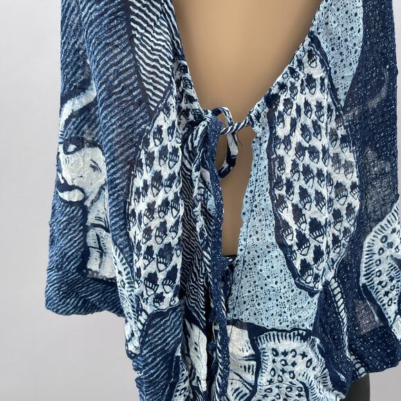 Free People Double Dutch Elephant Side Tie Crop Tank Blue Women's Size Small - Picture 8 of 15